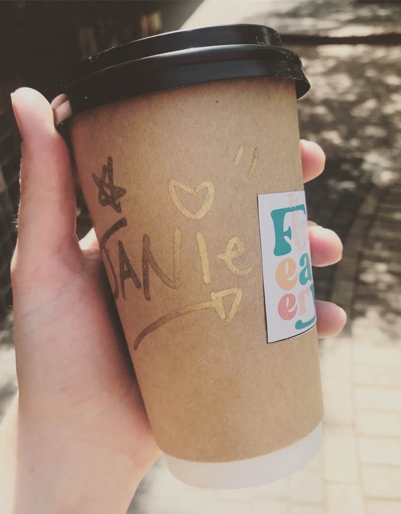 Takeway Cup of coffee prepared with love and even better when free coz of loyalty YAY 